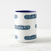 Blauer industrielle Maschinerie-Behälter spürt Tasse (Zentrum)