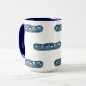 Blauer industrielle Maschinerie-Behälter spürt Tasse (Vorderseite Links)