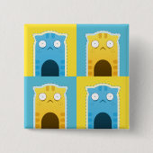 Blauer Ingwer-Katzen-Quadrat-Knopf Button (Vorderseite)