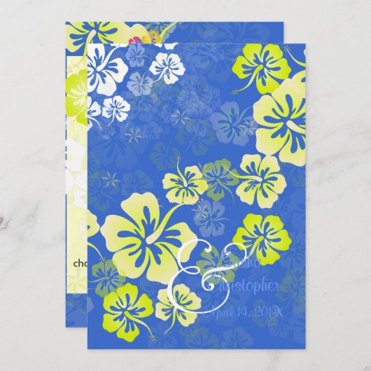 Blauer Ingwer/Leis/Luau/HibiscusEinladung Hochzeit Einladung (Vorne/Hinten)
