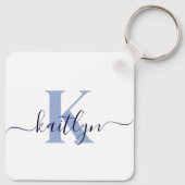 Blauer Initial-Name Monogramm Schlüsselanhänger (Rückseite)