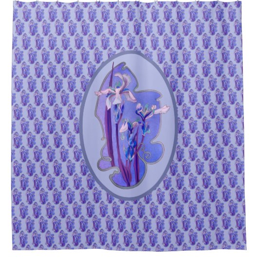 Blauer Ire floral Art Duschvorhang (Vorderseite)