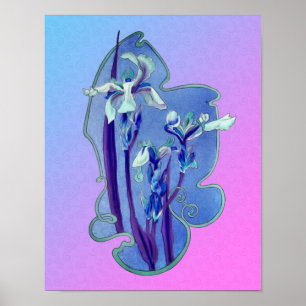 Blauer Ire floral Art Poster
