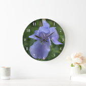 Blauer Iris-Blume-Uhr Große Wanduhr (Zuhause)