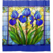 Blauer Iris verklebtes Glas Duschvorhang (Vorderseite)