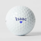 Blauer Isaac-Name mit Herz, Golfball (Vorderseite)