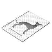 Blauer italienischer Grauhund mit benutzerdefinier Notizblock (Linke Seite)