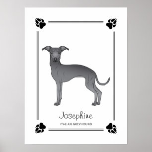 Blauer Italienischer Windhund mit Pfoten und indiv Poster