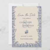 Blauer Jahrgang Save The Date (Vorderseite)