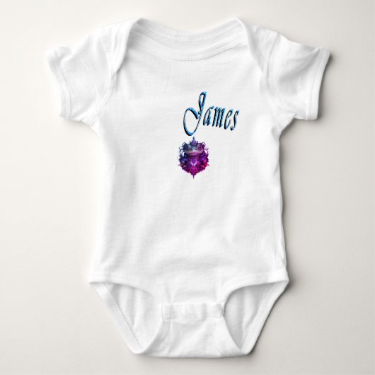 Blauer James Name Baby Strampler (Vorderseite)