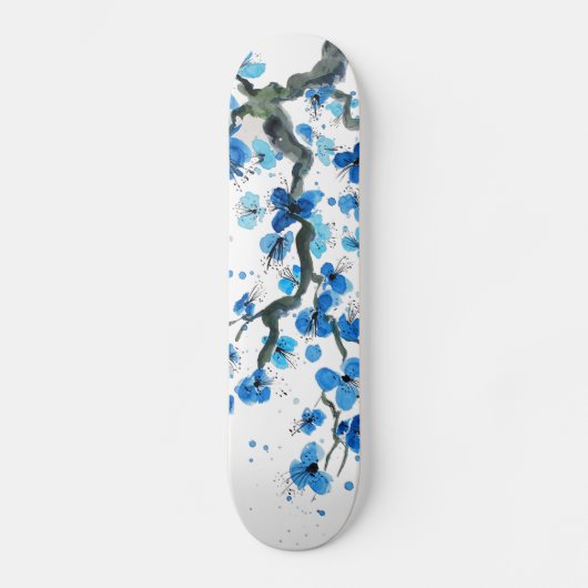 Blauer Japaner blüht Skateboard (Vorderseite)