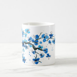 Blauer Japaner blüht Watercolor-Kaffee-Tasse Kaffeetasse
