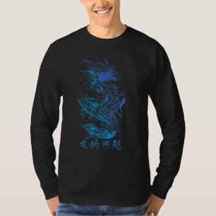 Blauer japanischer asiatischer chinesischer Drache T-Shirt