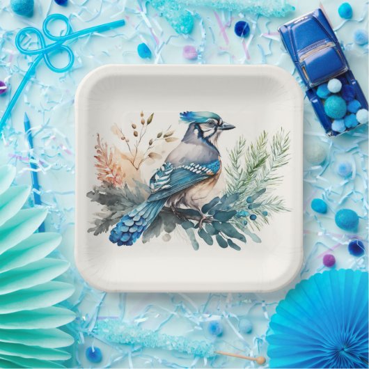 Blauer Jay Bird Pappteller (Party)