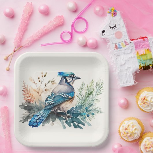 Blauer Jay Bird Pappteller (Party)