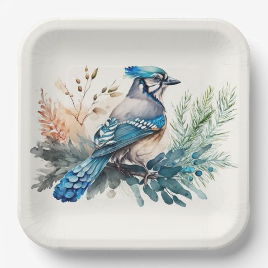 Blauer Jay Bird Pappteller (Vorderseite)