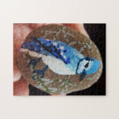 Blauer Jay-gestrichener Stein Puzzle (Horizontal)