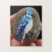 Blauer Jay-gestrichener Stein Puzzle (Vertikal)