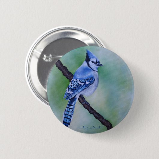 Blauer Jay-Knopf Button (Vorne & Hinten)