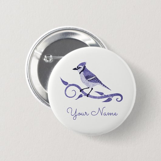 Blauer Jay-Namen-Knopf Button (Vorne & Hinten)