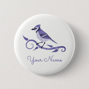 Blauer Jay-Namen-Knopf Button