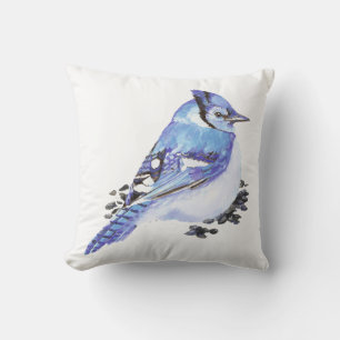 Blauer Jay-Vogel, Aquarellnatur, wild lebende Tier Kissen