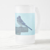 Blauer Jay Winter Fütternd farbenfroher Mattierter Mattglas Bierglas (VorderseiteRechts)