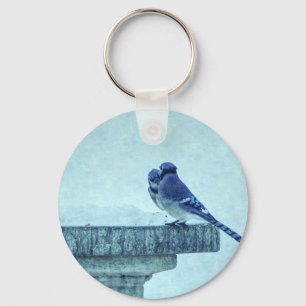 Blauer Jay Winter Füttre schmerzhaft Schlüsselanhänger