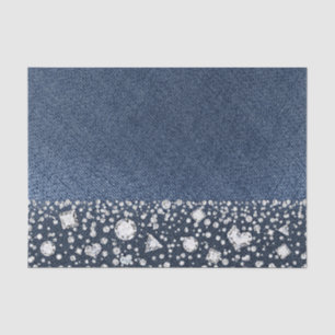 Blauer Jean Denim & Diamanten Bling Diamant Glamou Seidenpapier