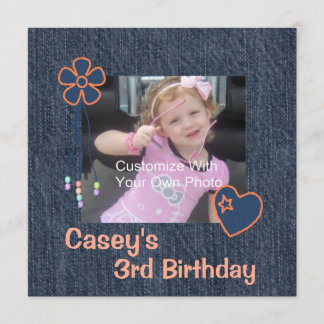 Blauer Jean Denim Geburtstag Einladung