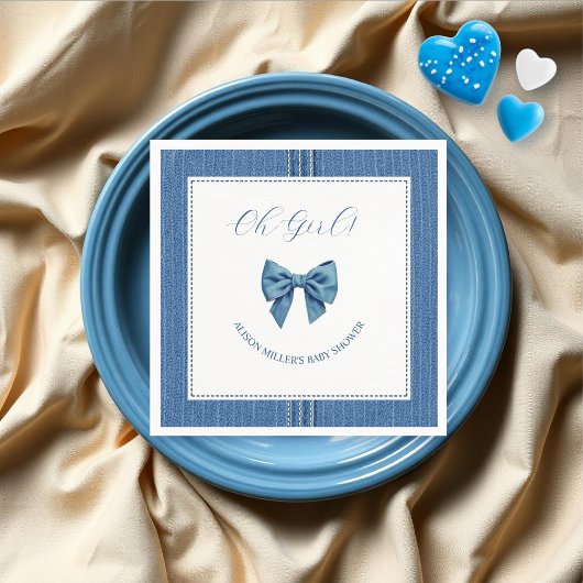 Blauer Jean mit Stichen und Bugbaby-Dusche Serviette