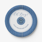 Blauer Jean mit Stichen und Knopfjunge Dusche Pappteller (Vorderseite)