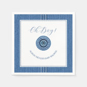 Blauer Jean mit Stichen und Knopfjunge Dusche Serviette (Vorderseite)