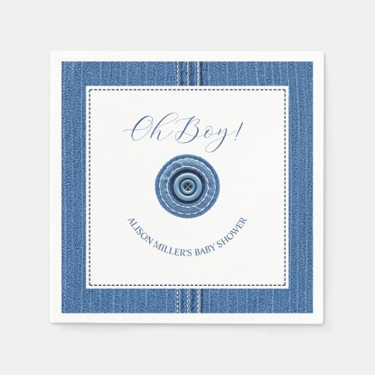 Blauer Jean mit Stichen und Knopfjunge Dusche Serviette (Vorderseite)