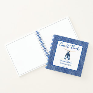 Blauer Jeans Es ist ein Junge Baby Shower Gästebuc Notizblock