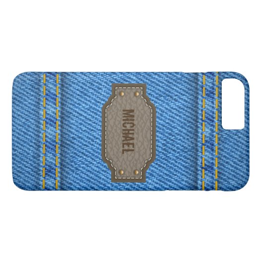 Blauer Jeans mit Ledermarke Case-Mate iPhone Hülle (Rückseite (Horizontal))