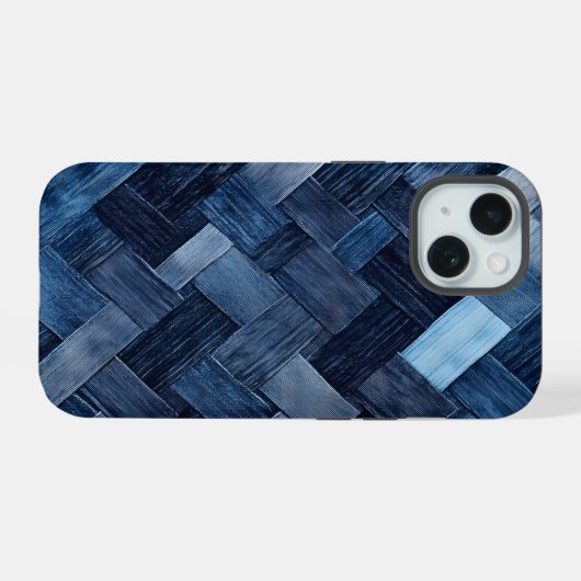 Blauer Jeans-Patch iPhone 15 Hülle (Rückseite (Horizontal))