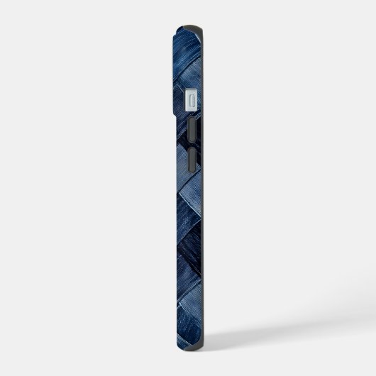 Blauer Jeans-Patch iPhone 15 Hülle (Linke Seite)