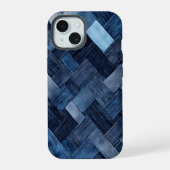 Blauer Jeans-Patch iPhone 15 Hülle (Rückseite)