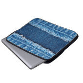 Blauer Jeans Stoff Textur Laptopschutzhülle (Vorne Knopf)