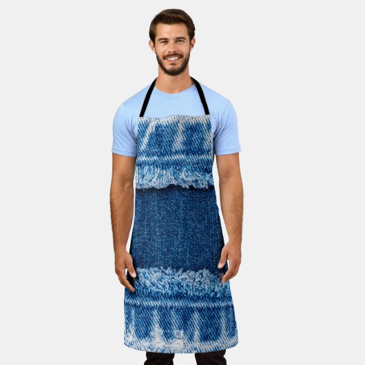 Blauer Jeans Stoff Textur Schürze (Getragen)