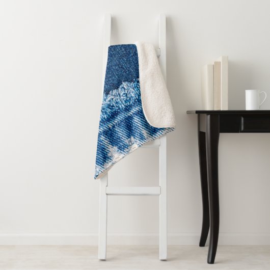 Blauer Jeans Stoff Textur Sherpadecke (Beispiel)