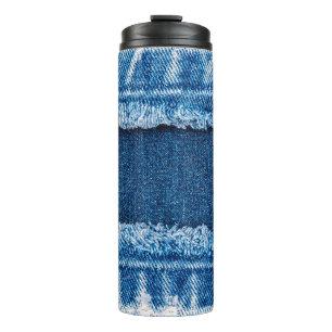 Blauer Jeans Stoff Textur Thermosbecher