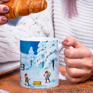 Blauer Jenny Nyström Gnom Vintage Schwedisches Wei Kaffeetasse
