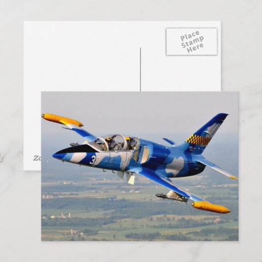 BLAUER JET POSTKARTE (Vorne/Hinten)