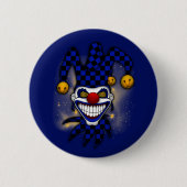 Blauer Joker Wirbel Augen Screwball-Grafiken Button (Vorderseite)
