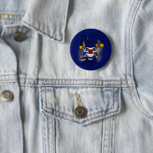 Blauer Joker Wirbel Augen Screwball-Grafiken Button