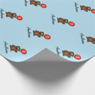 Blauer Junge 1. Geburtstag Teddy Bär Packingpapie Geschenkpapier
