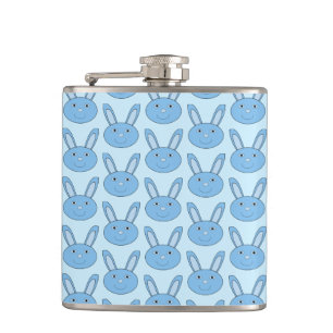 Blauer Junge Bunny Gesicht Frühling Ostern Gemuste Flachmann