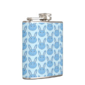 Blauer Junge Bunny Gesicht Frühling Ostern Gemuste Flachmann (Rechts)